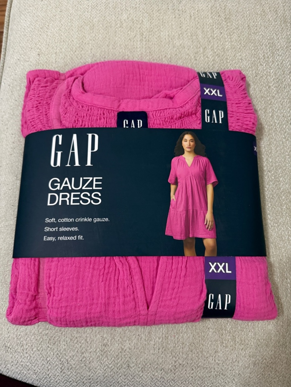 GAP Pink Gauze Short-Sleeve Dress - XXL